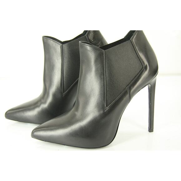Saint Laurent Black Leather Paris Pointed Toe Ankle Boots Size 39.5 NIB YSL Yves - Picture 10 of 12
